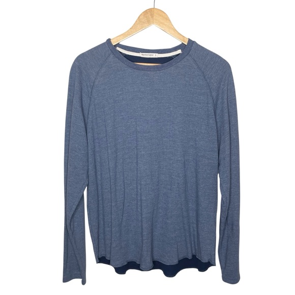 Marine Layer Double Knit Baseball Raglan Blue Large - Picture 5 of 14